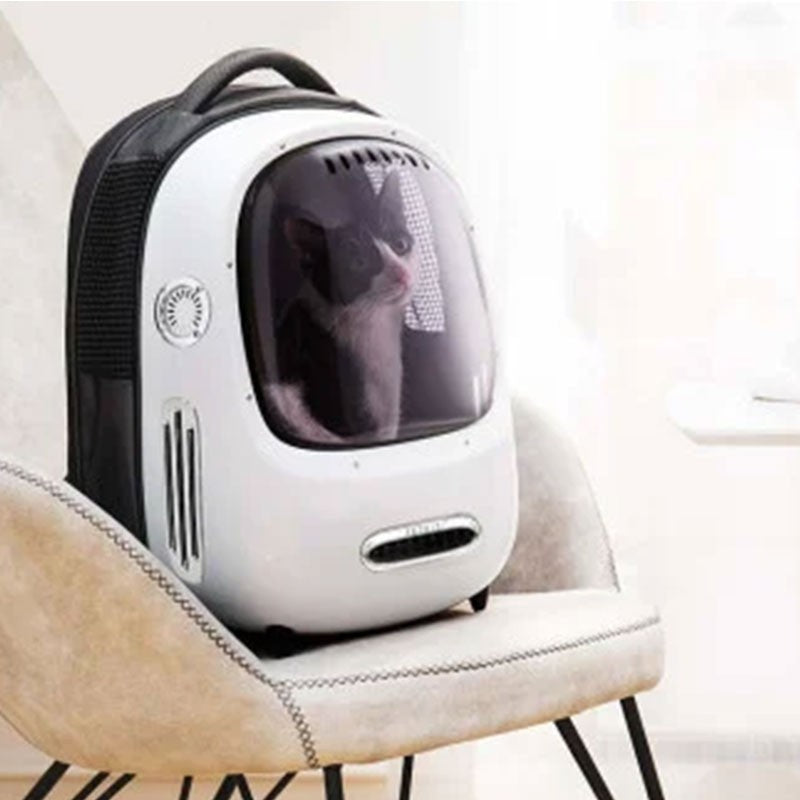 Rucsac cu hublou PETKIT Cat Travel Bag 2, Ventilare, Sistem iluminare, White