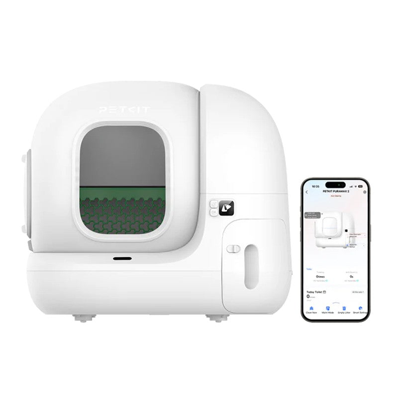 Litiera smart cu autocuratare PetKit Pura Max 2 pentru pisici, Capacitate 7L, Alb, Afisaj LED, Bluetooth, WiFi