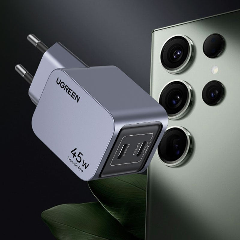 Incarcator rapid retea UGREEN Nexode Pro 45W Dual USB-C GaN Fast Charger EU, 2 x USB-C, Gri