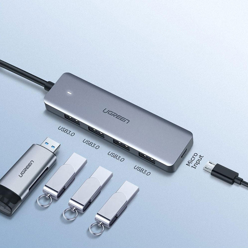 Adaptor multifunctional UGREEN 4-in-1 USB C CM219, 4 x USB 3.0 A, Gri