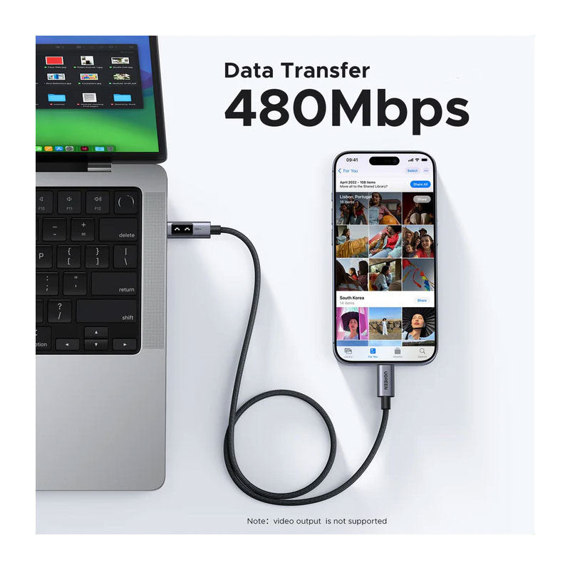 Cablu de date si incarcare rapida UGREEN Uno USB-C to USB-C PD Fast Charging Cable, Negru, 1 m