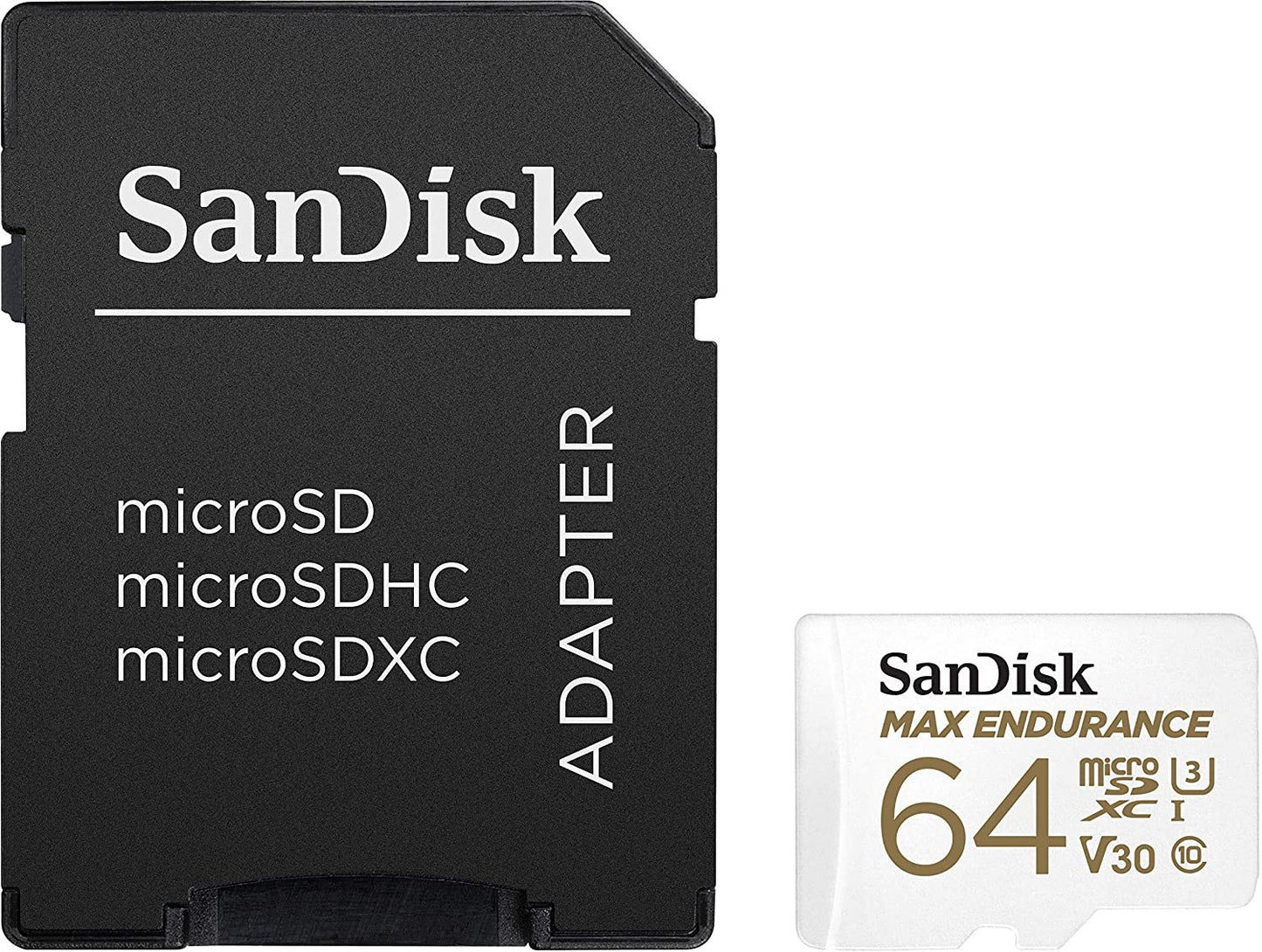 Card de memorie SanDisk 64 GB micro SD Max Endurance Video, cu Adaptor, Class 10, V30, UHS U3