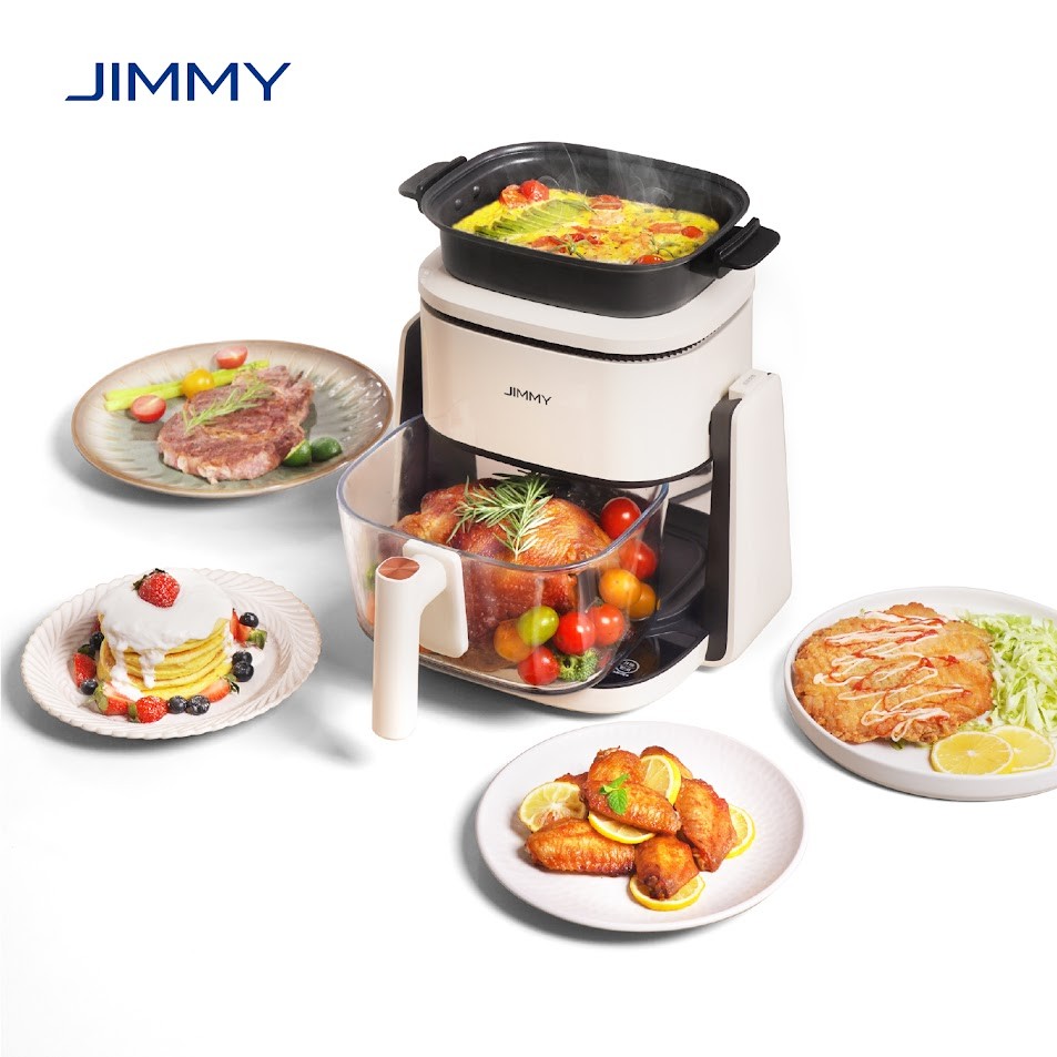 Friteuza cu aer cald JIMMY Air Fryer, Pan Fryer 2-in-1 4L, 1100W, 8 programe, Display HD Touch Screen