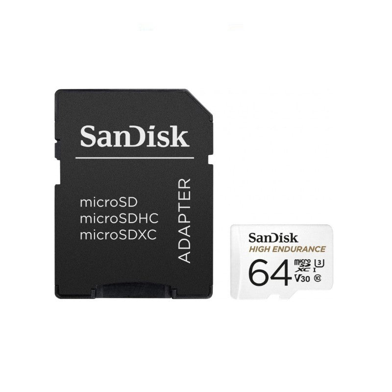 Card de memorie SanDisk 64GB High Endurance Video cu Adaptor, microSDXC, Class 10, V30, UHS-I U3