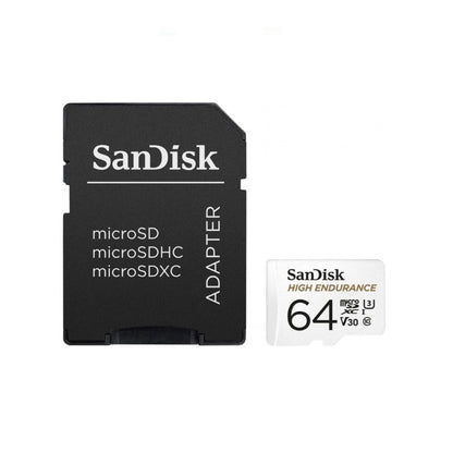 Card de memorie SanDisk 64GB High Endurance Video cu Adaptor, microSDXC, Class 10, V30, UHS-I U3