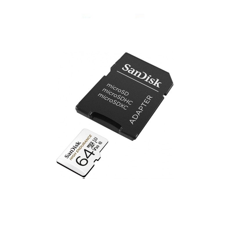 Card de memorie SanDisk 64GB High Endurance Video cu Adaptor, microSDXC, Class 10, V30, UHS-I U3