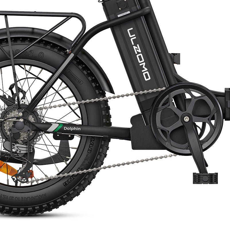 Bicicleta electrica pliabila Ulzomo Dolphin 20 E-bike, 250W, 36V 13Ah, autonomie 89km, viteza maxima 25km/h, Black, 20''