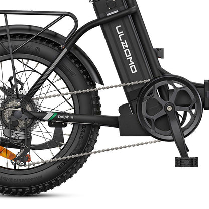 Bicicleta electrica pliabila Ulzomo Dolphin 20 E-bike, 250W, 36V 13Ah, autonomie 89km, viteza maxima 25km/h, Black, 20''
