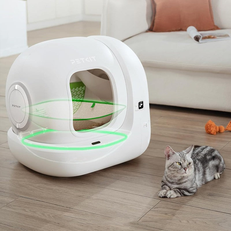 Litiera smart cu autocuratare PetKit Pura Max 2 pentru pisici, Capacitate 7L, Alb, Afisaj LED, Bluetooth, WiFi