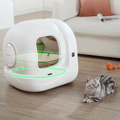 Litiera smart cu autocuratare PetKit Pura Max 2 pentru pisici, Capacitate 7L, Alb, Afisaj LED, Bluetooth, WiFi