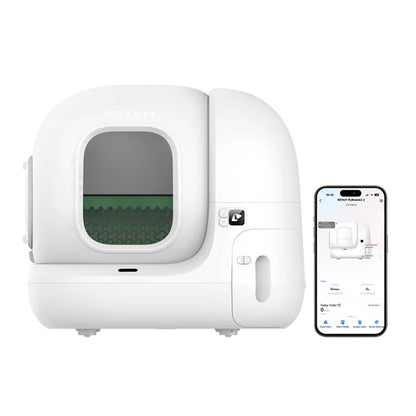 Litiera smart cu autocuratare PetKit Pura Max 2 pentru pisici, Capacitate 7L, Alb, Afisaj LED, Bluetooth, WiFi
