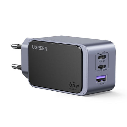 Incarcator rapid retea UGREEN Nexode S 65W 3-Port GaN Fast Charger EU, 2x USB-C + 1x USB-A, Gri