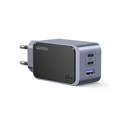 Incarcator rapid retea UGREEN Nexode S 65W 3-Port GaN Fast Charger EU, 2x USB-C + 1x USB-A, Gri