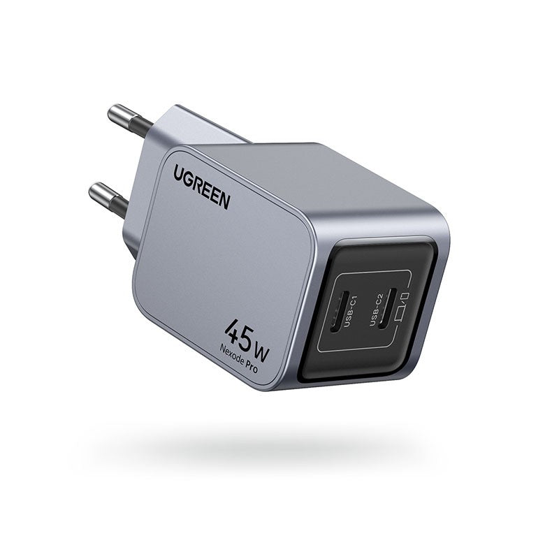 Incarcator rapid retea UGREEN Nexode Pro 45W Dual USB-C GaN Fast Charger EU, 2 x USB-C, Gri