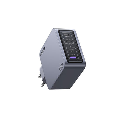 Incarcator rapid retea UGREEN Nexode 160W 4-Port GaN Fast Charger EU + cablu UBS-C, 3x USB-C + 1x USB-A, Gri