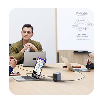 Incarcator rapid UGREEN Nexode 300W 5-Port PD GaN Fast Charger EU + cablu USB-C, 4x USB-C + 1x USB-A, Gri