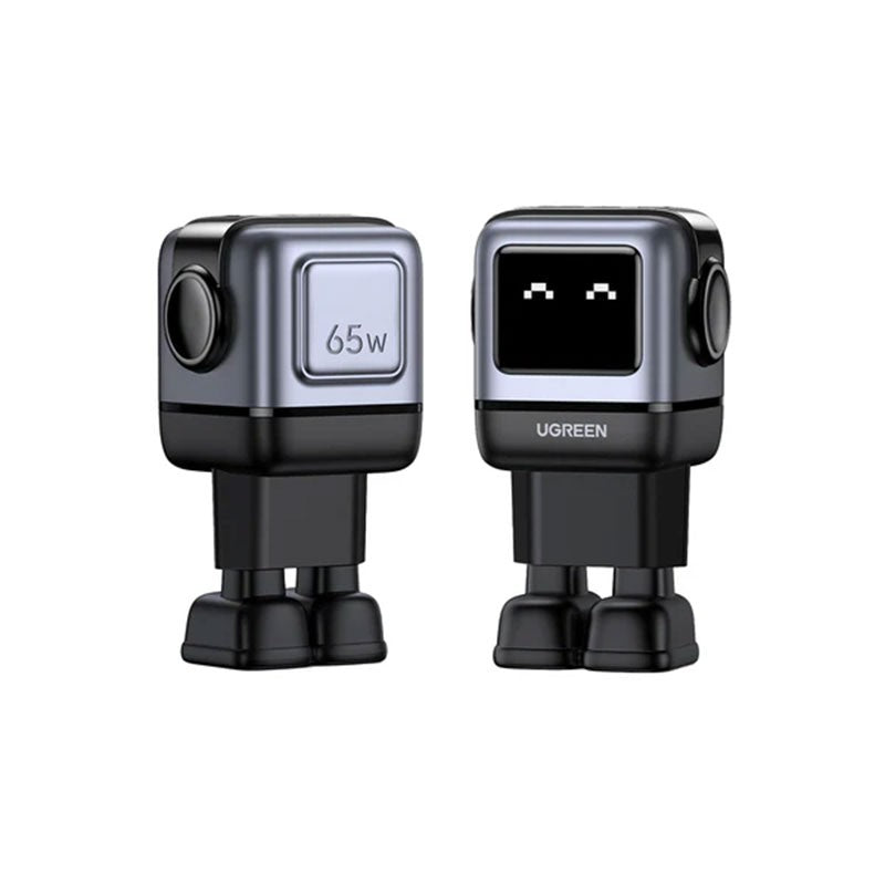 Incarcator rapid retea robot UGREEN Nexode RG 65W 3-Port GaN Fast Charger EU, 2 x USB-C + 1 X USB-A, Negru
