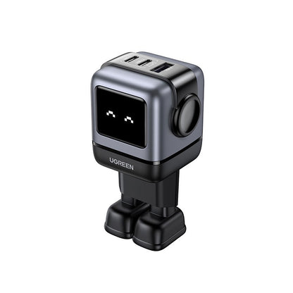 Incarcator rapid retea robot UGREEN Nexode RG 65W 3-Port GaN Fast Charger EU, 2 x USB-C + 1 X USB-A, Negru