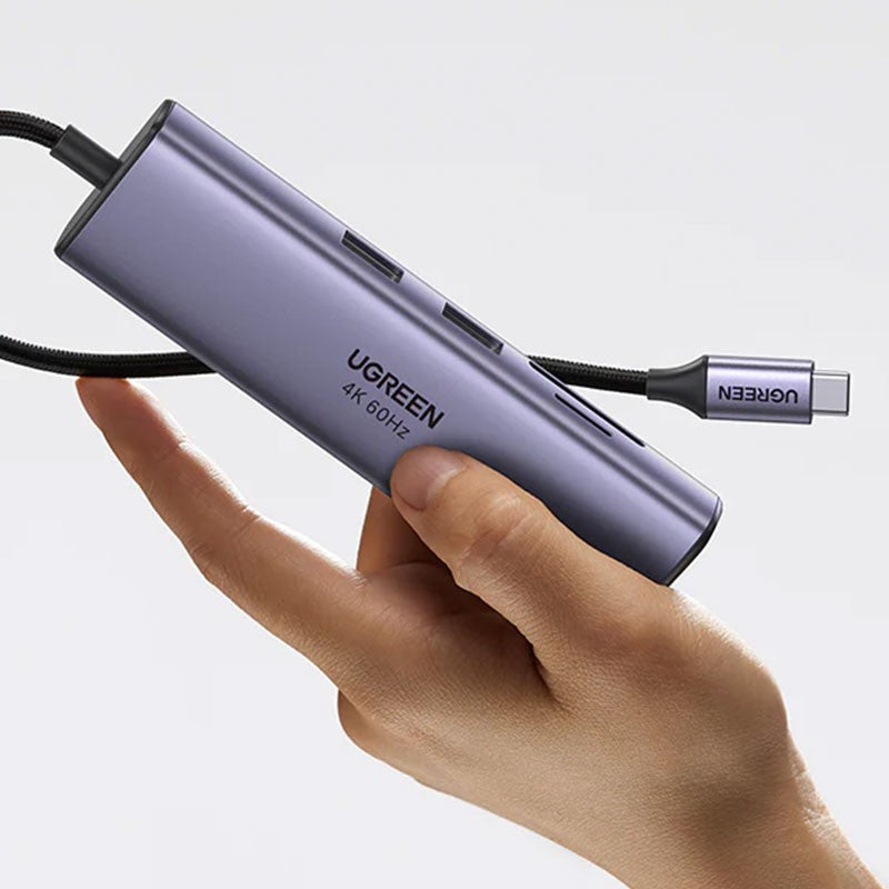 Adaptor multifunctional 7-in-1 UGREEN USB-C, 2 x USB 3.2, 1 x HDMI 4K, 1 x USB-C PD 100W, 1 x Ethernet 1Gbps, Gri
