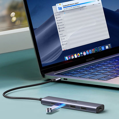 Adaptor multifunctional 5-in-1 UGREEN USB-C Adapter , 1X USB 3.0, 2X USB 2.0, 1X HDMI 4K,USB-C 100W PowerDelivery, Gri