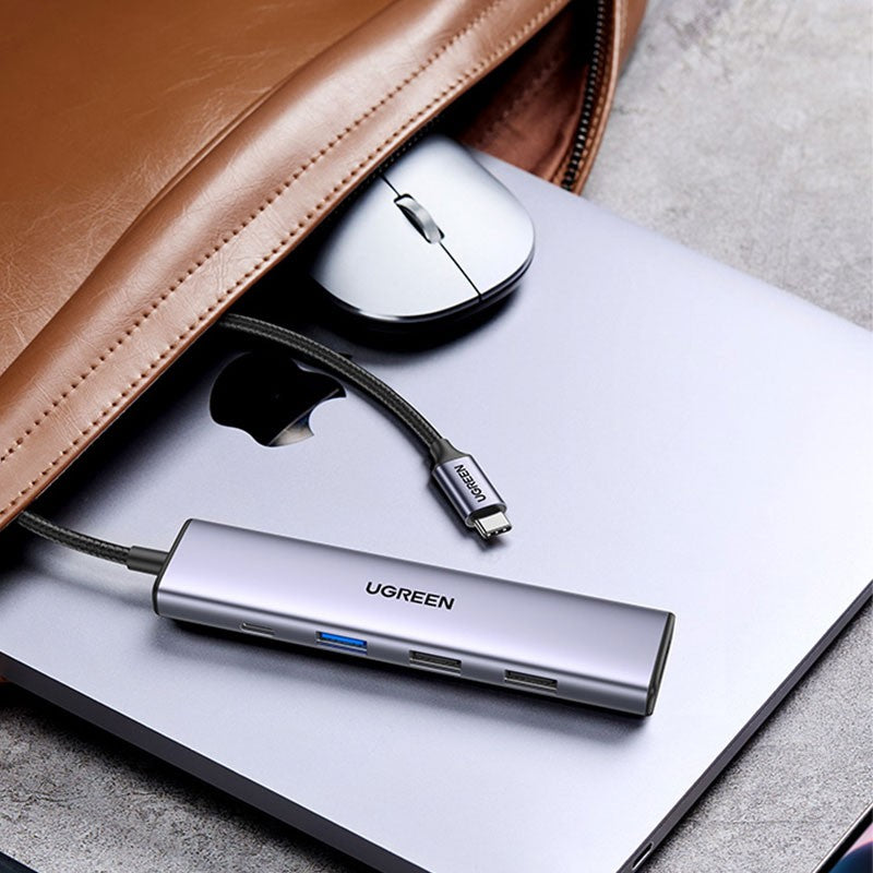 Adaptor multifunctional 5-in-1 UGREEN USB-C Adapter , 1X USB 3.0, 2X USB 2.0, 1X HDMI 4K,USB-C 100W PowerDelivery, Gri