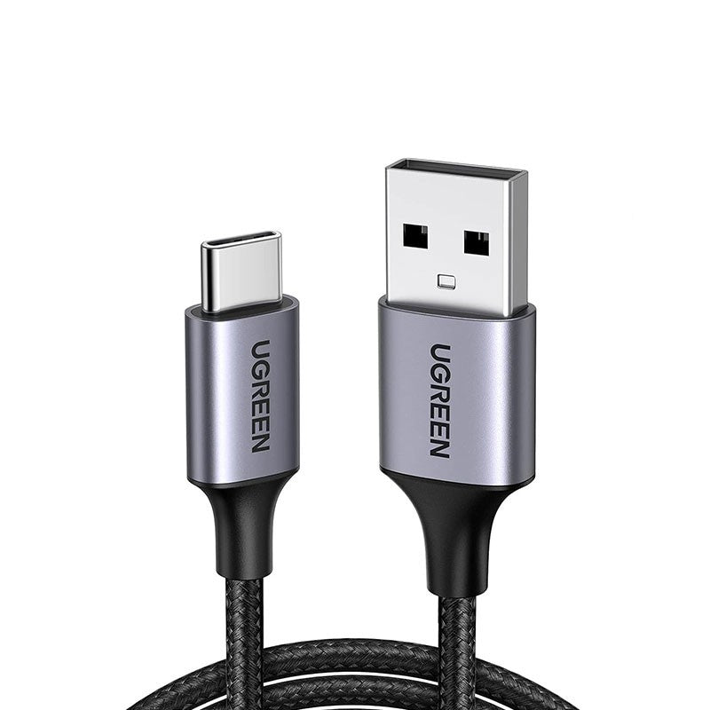 Cablu de incarcare si date UGREEN USB-A 2.0 to USB-C Cable Nickel Plating Aluminum Braid, USB-A la USB-C, 2 m, Negru