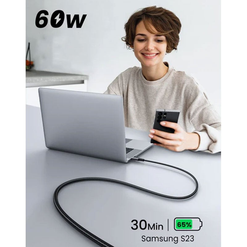Cablu de date si incarcare UGREEN USB-C to USB-C PD Fast Charging Cable, USB-C la USB-C, 1 m, Negru