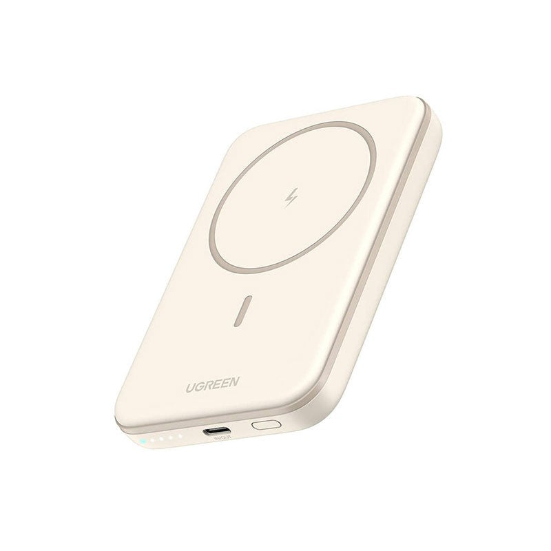 Baterie externa Wireless UGREEN Magnetic Power Bank PB561, 10000mAh, 20W, Incarcare bidirectionala, Atasare magnetica Beige