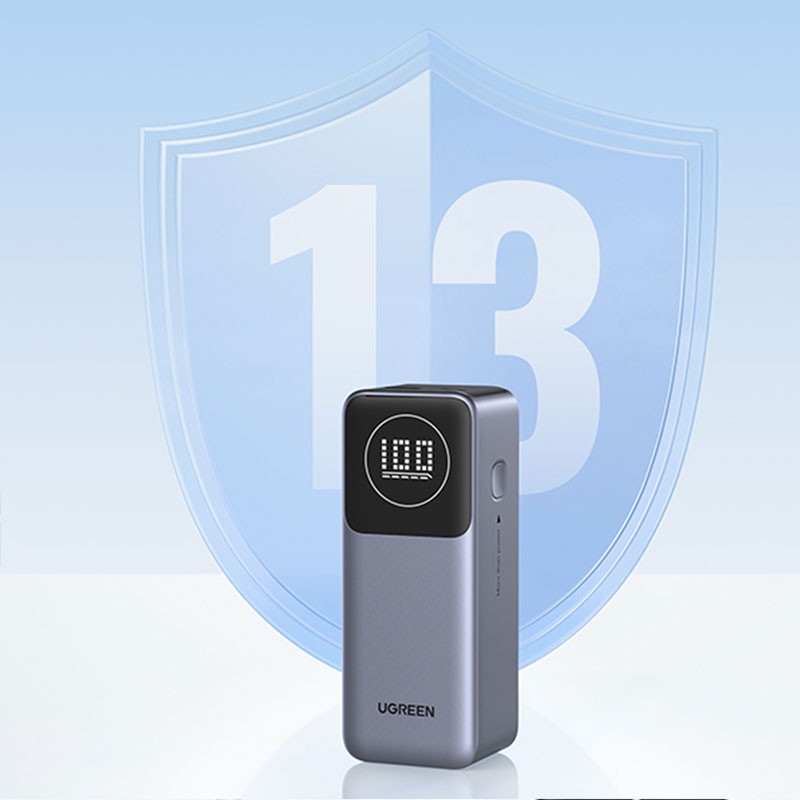Baterie externa UGREEN 12000mAh 100W Fast Charging Power Bank PB724, 100W, Ecran digital LCD, Gri
