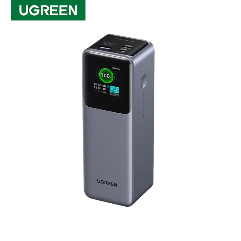 Baterie externa UGREEN 25000mAh 200W Fast Charging Power Bank PB722, 25000mAh, 200W, Ecran digital inteligent, Gri
