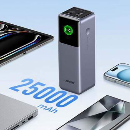Baterie externa UGREEN 25000mAh 200W Fast Charging Power Bank PB722, 25000mAh, 200W, Ecran digital inteligent, Gri