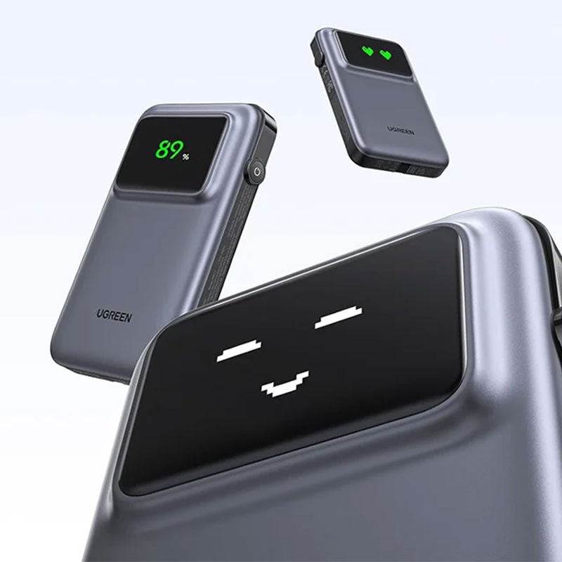 Baterie externa UGREEN 10000mAh Power Bank PB511, 30W, Incarcare bidirectionala, Cablu tip C incorporat, Gri