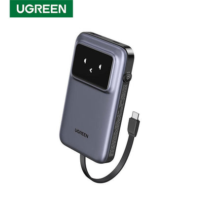 Baterie externa UGREEN 10000mAh Power Bank PB511, 30W, Incarcare bidirectionala, Cablu tip C incorporat, Gri