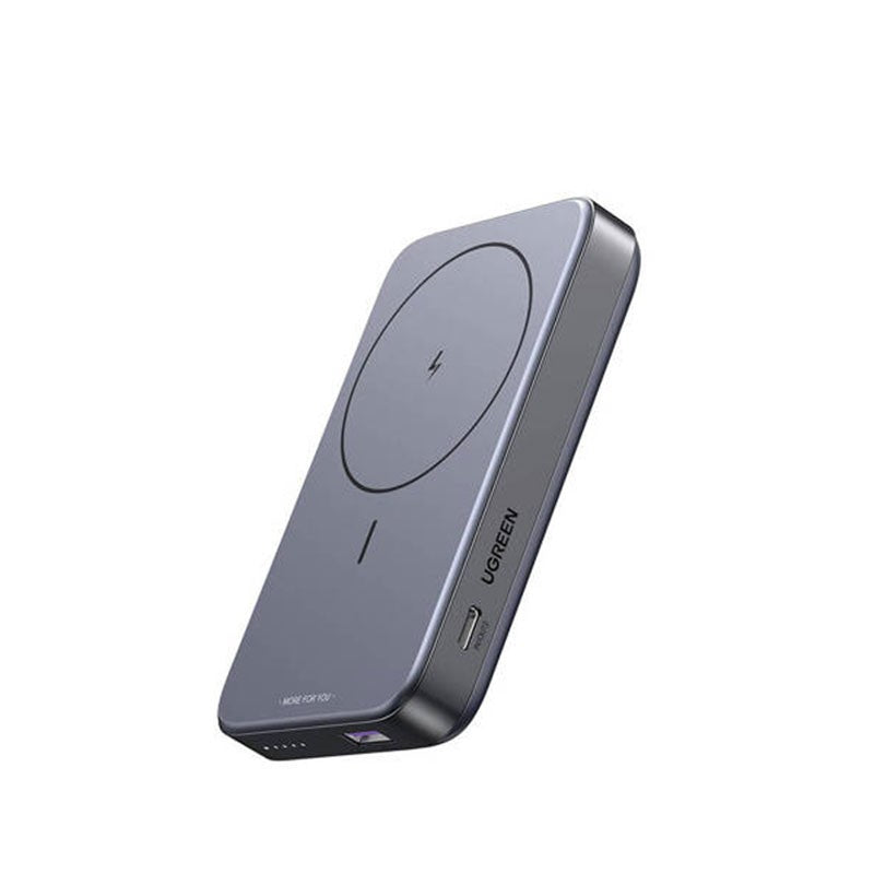 Baterie externa Wireless UGREEN Magnetic Power Bank PB206, 10000mAh, 20W, Atasare magnetica Black, Suport inclus