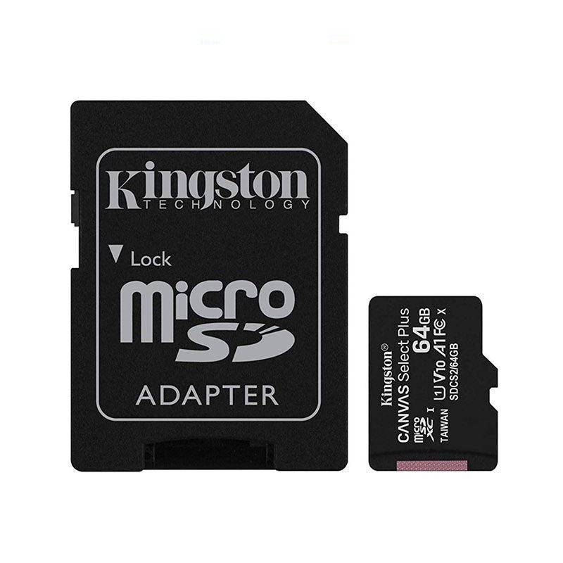 Card memorie KINGSTON 64GB Canvas Select Plus cu adaptor SD, MicroSDTM HC UHS-I, Clasa 10, V10, UHS-I U1, performanta Android A1