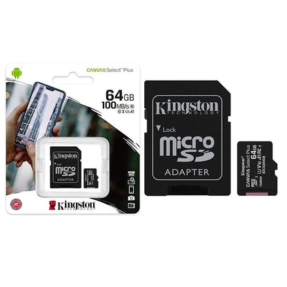 Card memorie KINGSTON 64GB Canvas Select Plus cu adaptor SD, MicroSDTM HC UHS-I, Clasa 10, V10, UHS-I U1, performanta Android A1