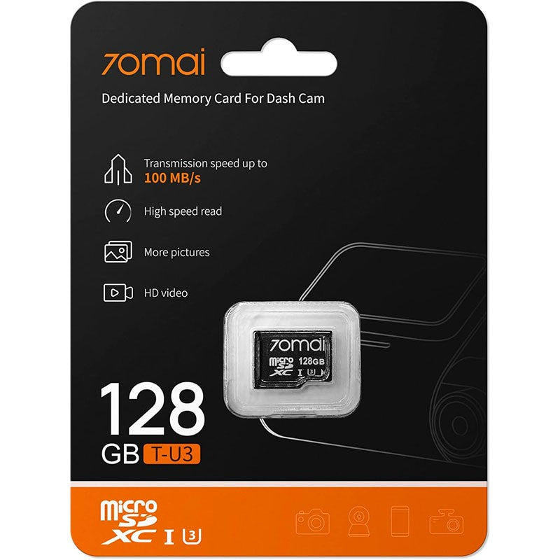 Card de memorie 70mai 128GB, microSDXC, Class 10, V30, UHS-I U3, pana la 100MB/s pentru camera auto Omni X800 Dash Cam
