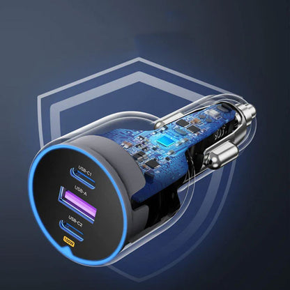 Incarcator auto UGREEN 130W 3-Port Fast Car Charger EC705, 1 x USB A, 2 x USB C, Gri