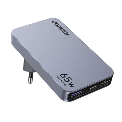Incarcator rapid retea UGREEN Nexode Pro 65W 3-Port GaN Ultra-Slim Fast Charger X753, 2 x USB C + 1 x USB A, Gri