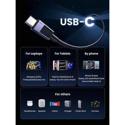 Cablu de date si incarcare UGREEN USB-C to USB-C PD 3.1 Fast Charging Cable L513, USB C la USB C, Negru, 1m