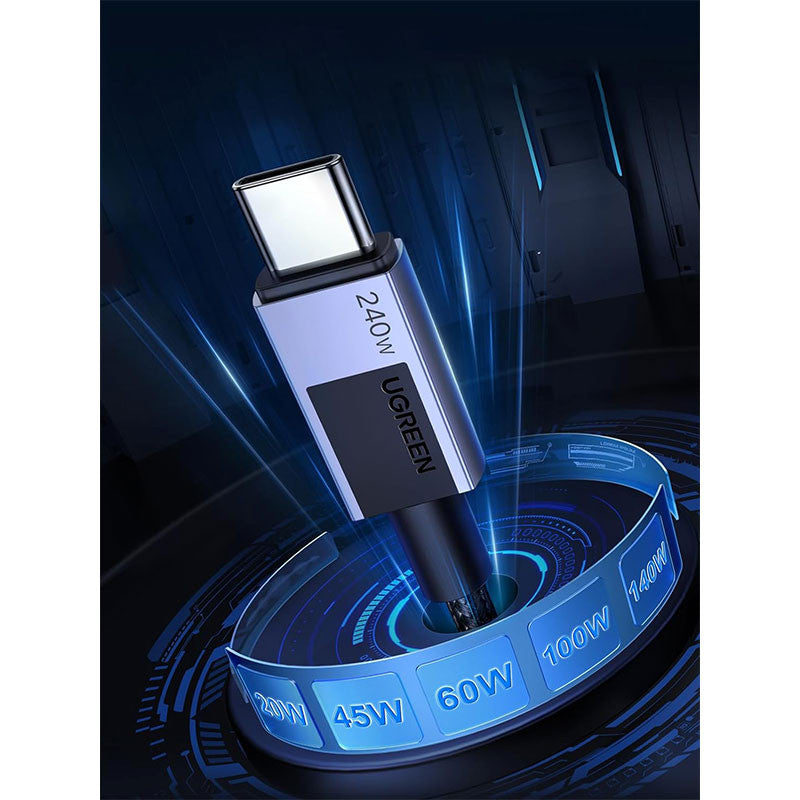 Cablu de date si incarcare UGREEN USB-C to USB-C PD 3.1 Fast Charging Cable L513, USB C la USB C, Negru, 1m