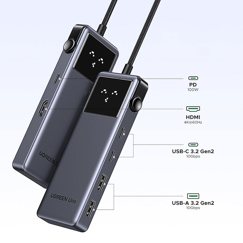 Adaptor multifunctional UGREEN 6-in-1 USB-C Hub CM888, 2 x USB A 3.2, 2 X USB C 3.2, 1 X USB C PD 100W, 1 X HDMI 4K, Gri