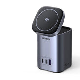 Statie de incarcare 4 in 1 UGREEN 65W 4-in-1 GaN Desktop Fast Charger X555, 2 x USB C, 1 X USB A,  Gri