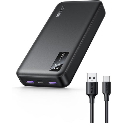 Baterie externa UGREEN 20.000mAh Two-way Fast Charging Power Bank PB312,  incarcare bidirectionala, Ecran LED, 3 porturi, Negru