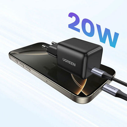 Incarcator rapid retea UGREEN 20W USB-C GaN Fast Charger EU X512, 1 x USB C, Negru