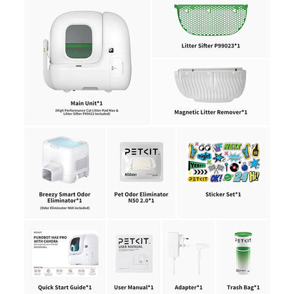 Litiera smart cu autocuratare PETKIT Purobot Max Pro with Camera Self-Cleaning pentru pisici, Recunoastere faciala, 8L