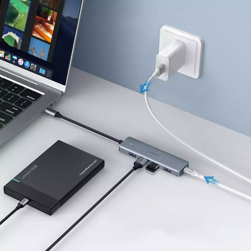 Adaptor multifunctional UGREEN 4-in-1 USB C CM219, 4 x USB 3.0 A, Gri
