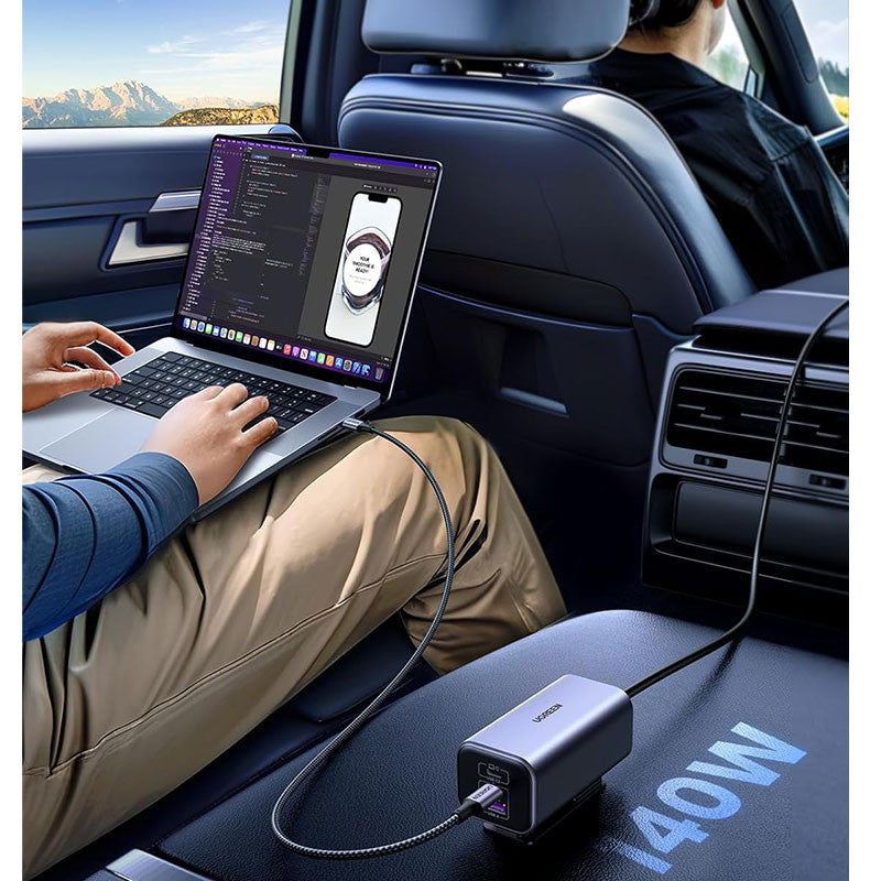 Incarcator auto UGREEN 150W 4-Port GaN Fast Car Charger EC706, 1 x USB A, 3 x USB C, Gri
