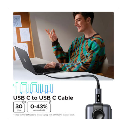 Cablu de date si incarcare rapida UGREEN Uno USB-C to USB-C PD Fast Charging Cable, Negru, 1 m