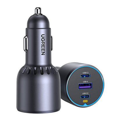 Incarcator auto UGREEN 75W 3-Port Fast Car Charger EC703, 1 x USB A, 2 x USB C, Negru